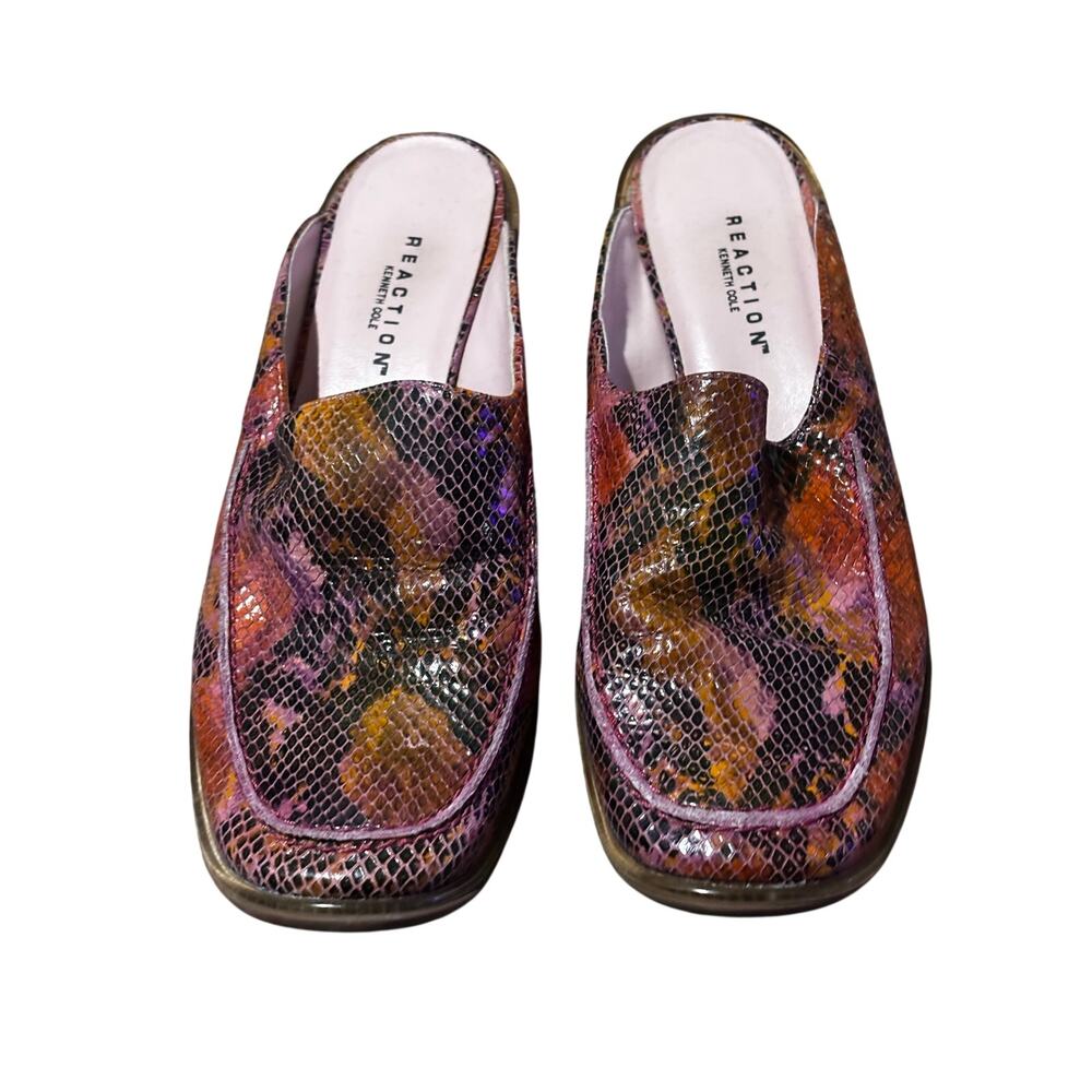 Reaction Kenneth Cole 7.5 pink snakeskin like outer mule slip on shoe etc